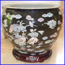 Outstanding Large And Heavy Vintage Chinese Pottery Fish Bowl Planter