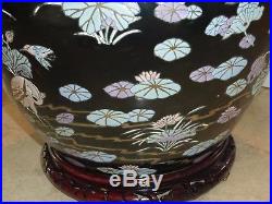 Outstanding Large And Heavy Vintage Chinese Pottery Fish Bowl Planter