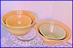 Over & Back VTG Yellow Ware Mixing Bowl Lot Set of 4 Stackable Farmhouse EUC