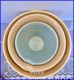 Over & Back VTG Yellow Ware Mixing Bowl Lot Set of 4 Stackable Farmhouse EUC