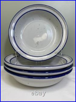 PAIR Dansk Blue Mist Curved Rim Soup Pasta Bowl Speckled Vintage Niels Refsgaard