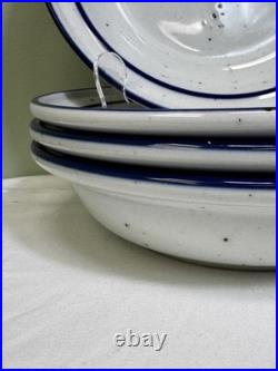 PAIR Dansk Blue Mist Curved Rim Soup Pasta Bowl Speckled Vintage Niels Refsgaard