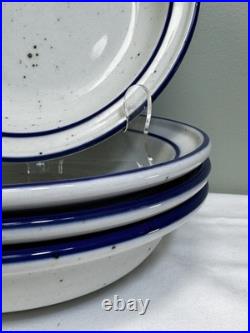 PAIR Dansk Blue Mist Curved Rim Soup Pasta Bowl Speckled Vintage Niels Refsgaard