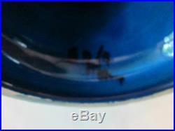 PEDESTAL CENTERPIECE BOWL! Vintage ITALIAN ROSENTHAL NETTER pottery BLUE glaze