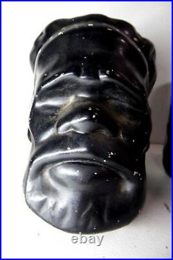 Pair Aboriginal Head Bookends Vintage Barsony Australian Pottery Ceramic Studio
