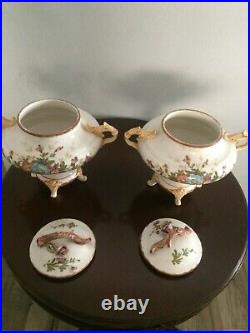 Pair Of Matching Vintage Italian Hand Made Porcelain Covered Bowls With Coa