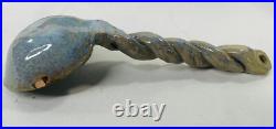 Pair VTG Studio Art Pottery Bowls Blue with Owl Handmade Signed Two withSpoon 5
