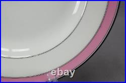 Pair of 19th Cent F Dommartin Paris EAE Monogram Pink & Black Rimmed Soup Bowls