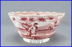 Pair of William Adams The Sower Red Transferware Waste Bowls Circa 1830 1840s