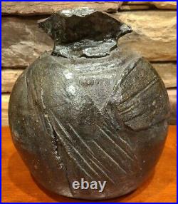 Paul Soldner RARE! Mid Century Raku Spherical Hand Thrown Vase / Pot 9.5 x 9.5