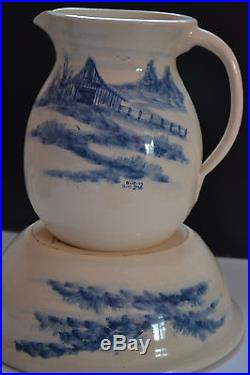 Paul Storie Pottery Bowl And Pitcher Set-vintage Signed