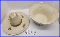 Perfect Vintage 1960 MCCOY USA EL RANCHO SOMBRERO SERVE ALL Hat & Bowl Western