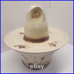 Perfect Vintage 1960 MCCOY USA EL RANCHO SOMBRERO SERVE ALL Hat & Bowl Western