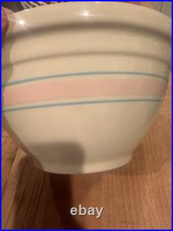 Pink & Blue Stripes Nelson McCoy Pottery Dough Bowl
