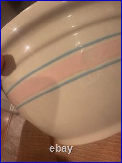 Pink & Blue Stripes Nelson McCoy Pottery Dough Bowl