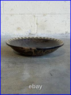Plate Bowl with White Rim and Carved Pattern Denmark Mid-Century Modern 1960s