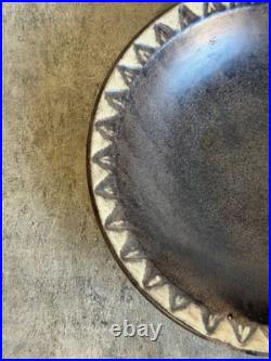 Plate Bowl with White Rim and Carved Pattern Denmark Mid-Century Modern 1960s