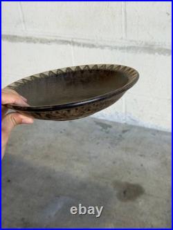 Plate Bowl with White Rim and Carved Pattern Denmark Mid-Century Modern 1960s