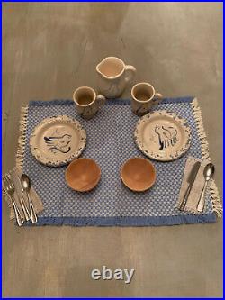 Pleasant Company Kirsten Rowe Pottery Plates Bowls Napkins Tablecloth Spoon Fork