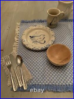 Pleasant Company Kirsten Rowe Pottery Plates Bowls Napkins Tablecloth Spoon Fork