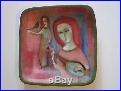 Polia Pillin Plate Painting Sculpture Ceramic Modernist Cubism Abstract Bowl Vtg
