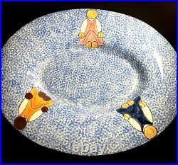 Pottery Laurie Gates Los Angeles Blue Stipple Style Friends Lrg Platter 19x15