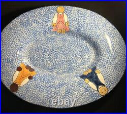 Pottery Laurie Gates Los Angeles Blue Stipple Style Friends Lrg Platter 19x15