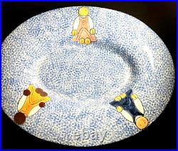 Pottery Laurie Gates Los Angeles Blue Stipple Style Friends Lrg Platter 19x15