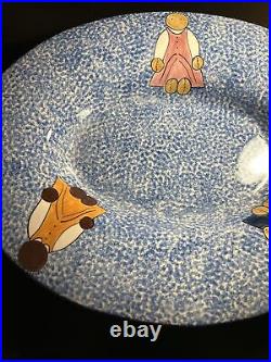 Pottery Laurie Gates Los Angeles Blue Stipple Style Friends Lrg Platter 19x15