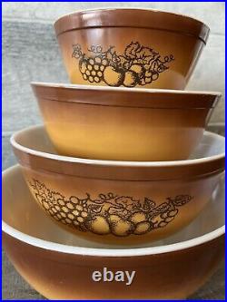 Pyrex Old Orchard Set of 4 Nesting Mixing Bowls Brown 404, 403, 402 & 401