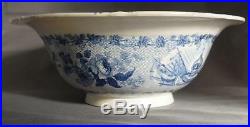 Queen Victoria Coronation Blue and White Pearlware Pottery Wash Bowl