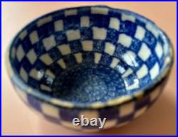 RARE 1840-1849 Mochaware 4.5 Bowl Checkerware Design Blue White Mocha Ware