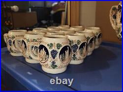 RARE 1950s FABRIKMARKE CASTLE PUNCH BOWL/TUREEN 12 STEIN CUPS
