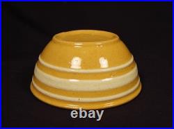 RARE ANTIQUE TINY 4 ¼ McCOY DANDY LINE WHITE BAND BOWL #1 YELLOW WARE MINT