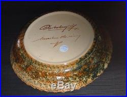 Rare Huge 13 Antique Vintage Handcrafted Art Studio Pottery Fruit Bowl Plate
