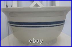 RARE Huge Roseville Pottery 8 Qt, 14 Across Mixing Bowl Blue Stripe Ohio FP USA