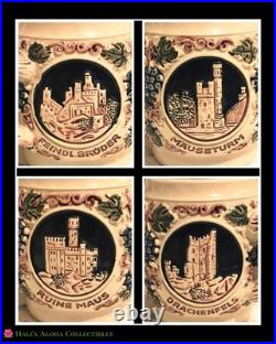 RARE? LARGE 1950's Vintage GERZ GERMAN CASTLE STONEWARE 9pc PUNCH BOWL SET