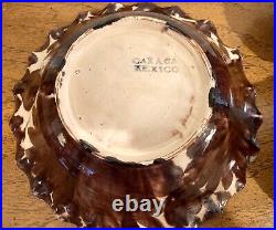 RARE Oaxaca Mexico Vtg Pottery Large Bowl With 6 Small Berry Bowls