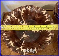 RARE Oaxaca Mexico Vtg Pottery Large Bowl With 6 Small Berry Bowls