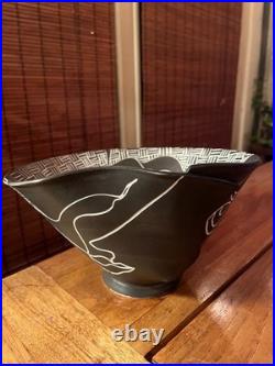 RARE! One-Of-A-Kind Sgraffito Ceramic Signed bowl by Mia Tyson-MINT CONDITION