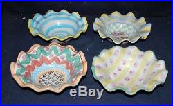 RARE SET OF 4 MACKENZIE-CHILDS VINTAGE RETIRED DEEP SOUP/CEREAL BOWLS -WithRUFFLED