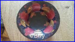 Rare Vintage Full Signature Moorcroft Rim Footed Pomegranate Bowl Dish Compote