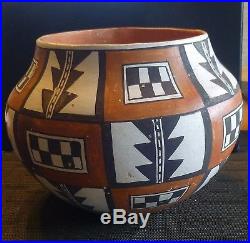 RARE VINTAGE SIGNED Pablita Concho Acoma Potter Pueblo Bowl 7 H c. 1975-1991