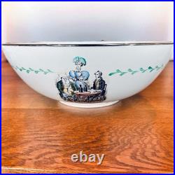 RARE VTG Gray's Pottery Tom and Jerry England Punch Bowl 8 Cups Holiday