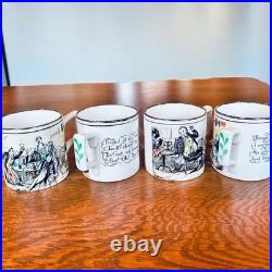 RARE VTG Gray's Pottery Tom and Jerry England Punch Bowl 8 Cups Holiday