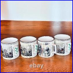 RARE VTG Gray's Pottery Tom and Jerry England Punch Bowl 8 Cups Holiday