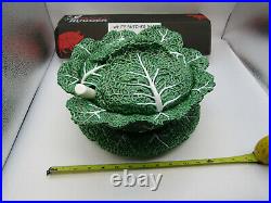 RARE! Vintage Bordallo Pinheiro Portugal Cabbage Serving Bowl/Tureen With Plate+