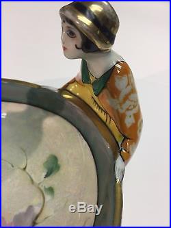 RARE Vintage Deco NORITAKE LADY FIGURAL SISTERS BOWL Lusterware Flappers Japan