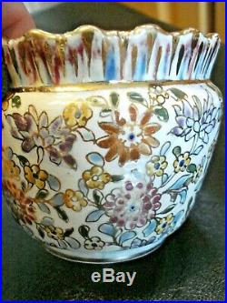 RARE Vintage Fischer Budapest Floral & Gold Vase / Planter /Bowl #1700