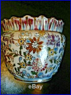 RARE Vintage Fischer Budapest Floral & Gold Vase / Planter /Bowl #1700